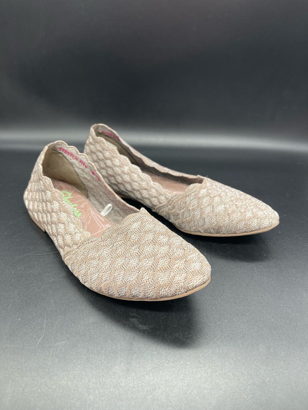 Skechers Cleo Honeycomb Tan Flats Air-Cooled Memory Foam Women's Size 7.5